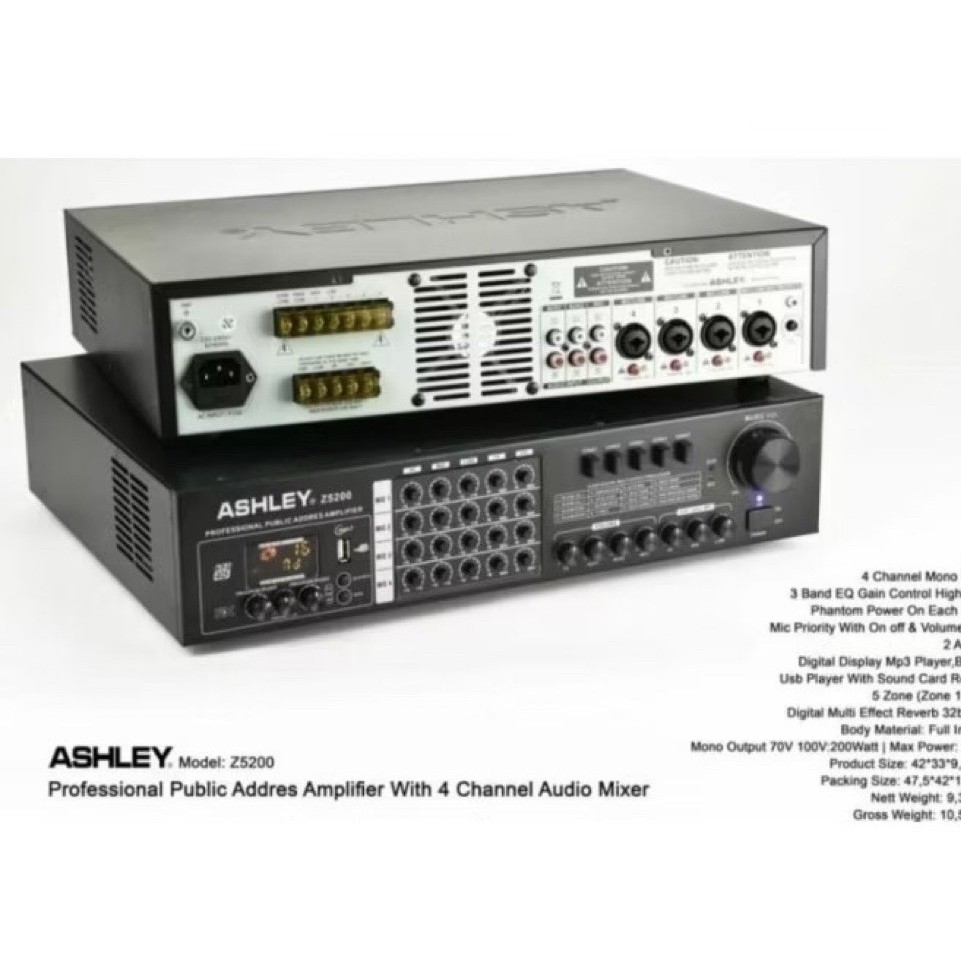 Amplifier TOA Masjid POWER AMPLIFIER ASHLEY Z5200  BUAT TOA MASJID