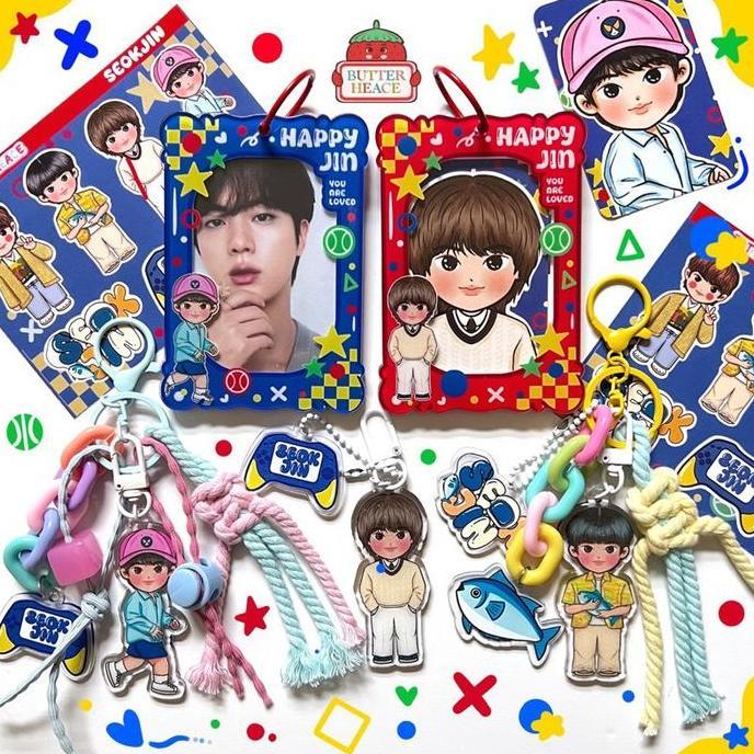 Prete - Photocard Holder Bts Jin Happy | Bagcharm & Keychain Glitter Seok Jin | Cahol Jin