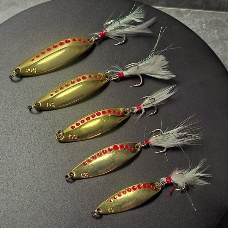 Spoon Treble Bulu 5gr 7gr 10gr 15gr 20gr Metal Spoon Lure Pancing Casting Silver Gold