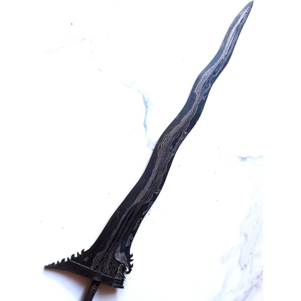 bilah keris Bali pamor kulit semangka panjang bilah 41cm