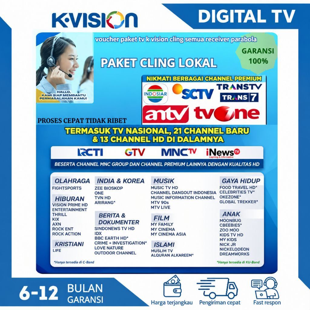 K VISION Paket CLING 3 Bulan/ 6 Bulan/ MNC GROUP K-VISION CL12