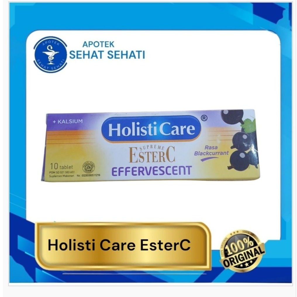 Holisti Care Ester C Effervescent Rasa Blackcurrant + Kalsium 10 Tablet