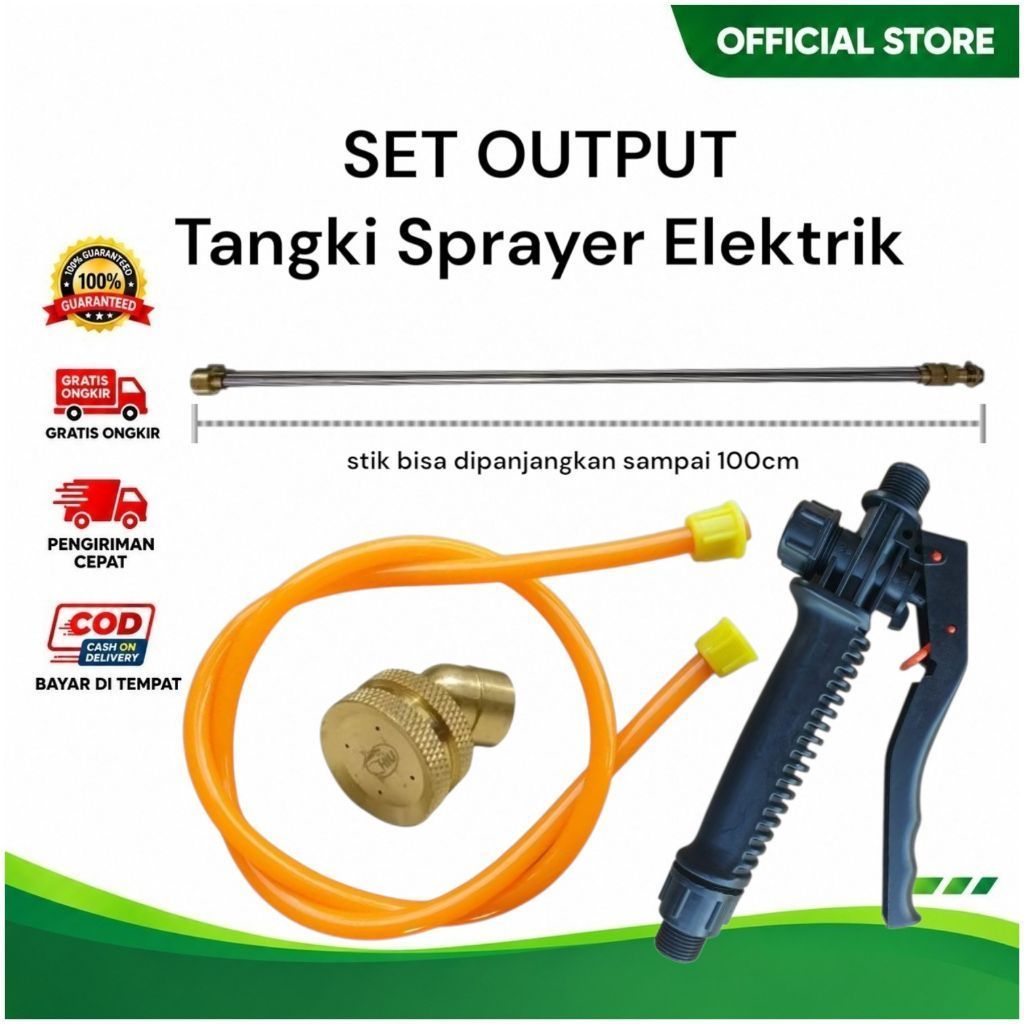 set tangki sprayer elektrik CBA DGW Handle Empuk Stik Teleskop Kuningan nozzle lubang 4 kabut