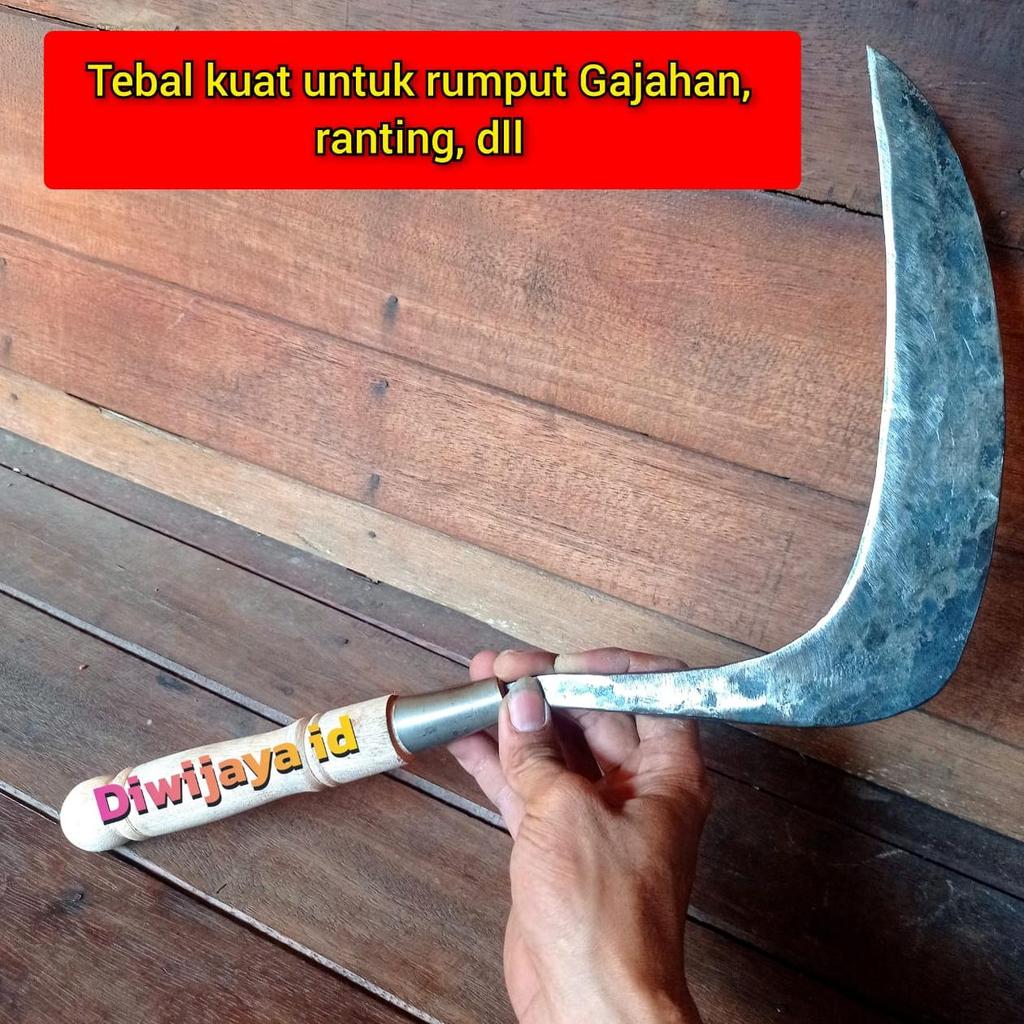 Sabit Sedang Celurit Siku Baja Isen Asli Super Tajam - Arit Rumput Tebal Khas Madura
