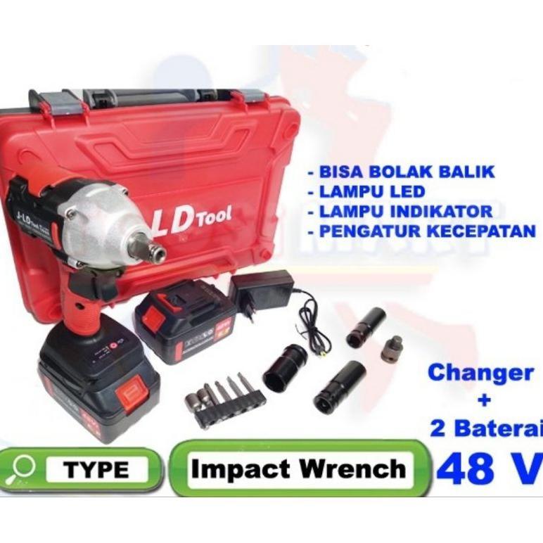 Impact Wrench Brushless JLD 48V  Cordless Impact Wrench JLD Bor Baterai Buka Baut