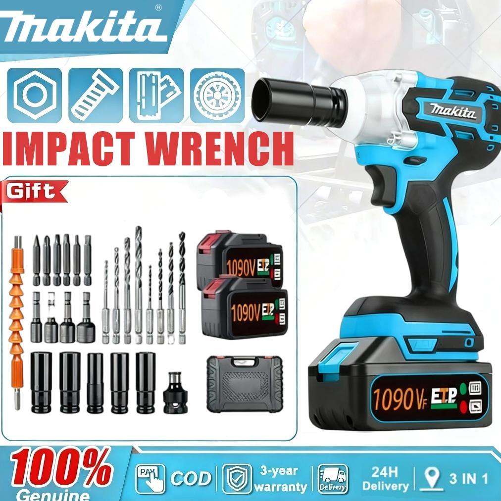 MAKITA Cordless Impact Wrench 1090V/588V 2 Baterai Impact Wrench Rechargeable baterai impact Brushle