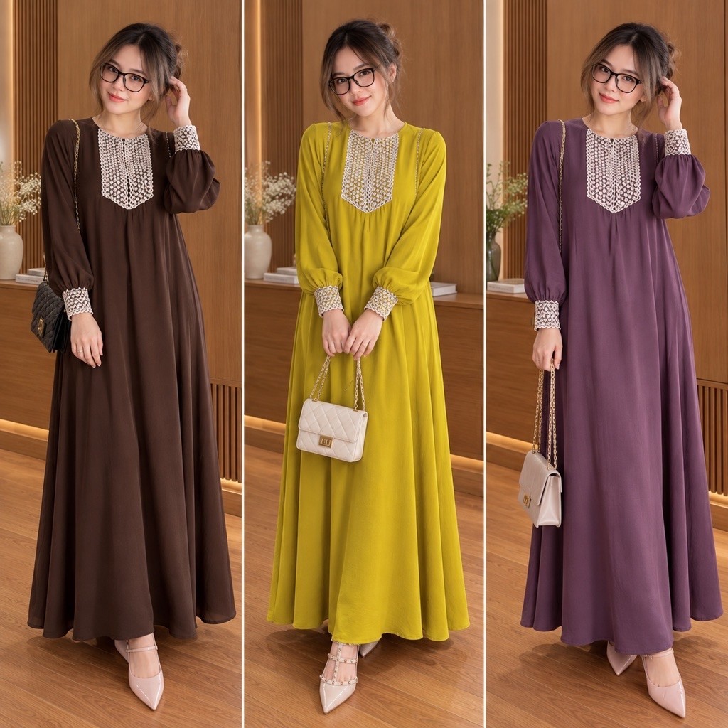 KAFTAN WANITA BAJU LEBARAN PAKAIAN GAMIS BUSUI BUMIL FRIENDLY KAFTAN INDIA MEWAH