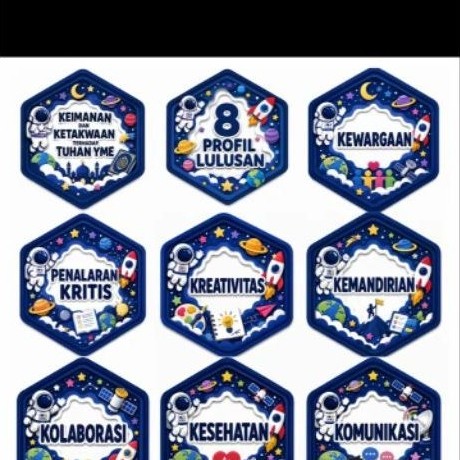 poster edukatif 8 dimensi profil lulusan segi 6 astronot