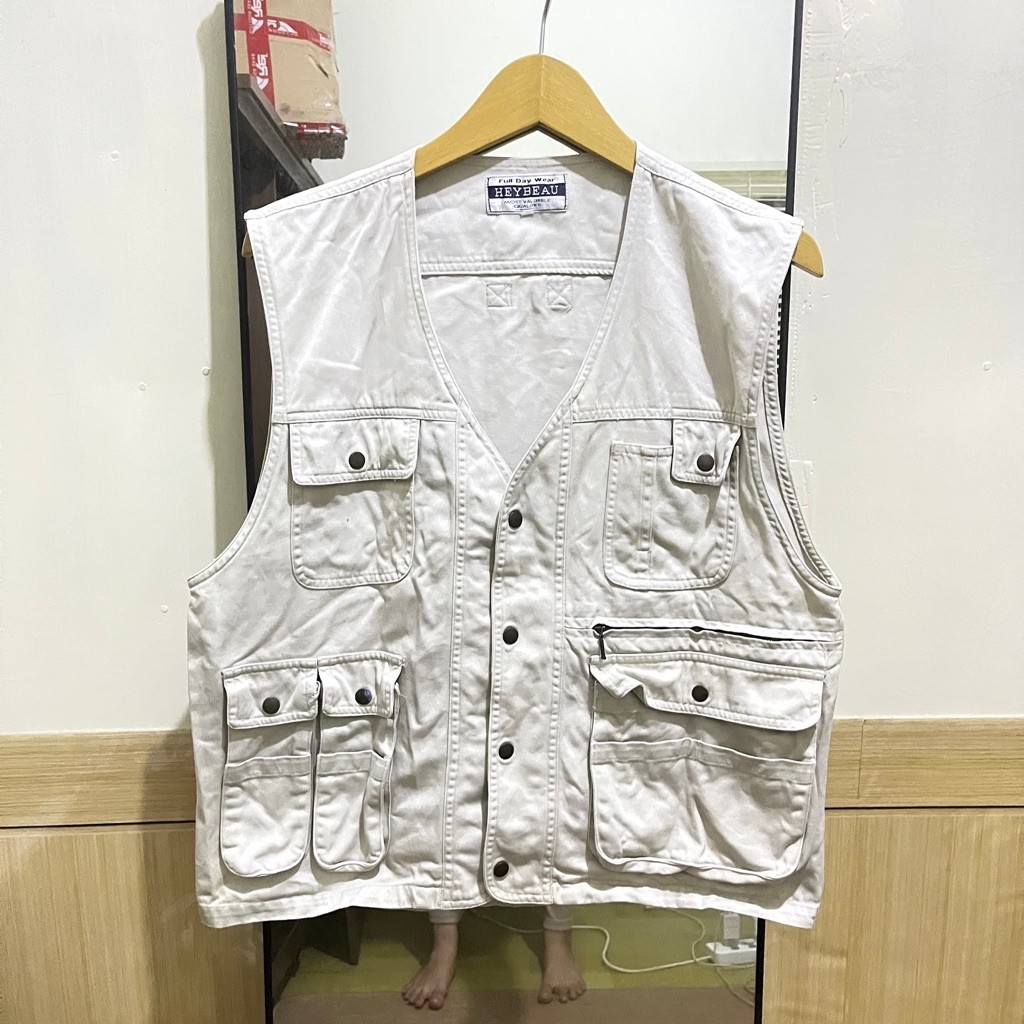PRELOVED VEST JEANS HIKING - Cream
