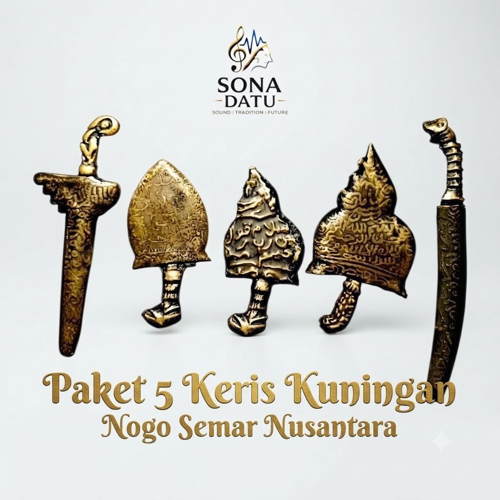 5 Keris Nogo Sari Sosro Mini - Aksesoris Dekorasi, Desain Mini Kuningan, Cocok untuk Koleksi atau Ke
