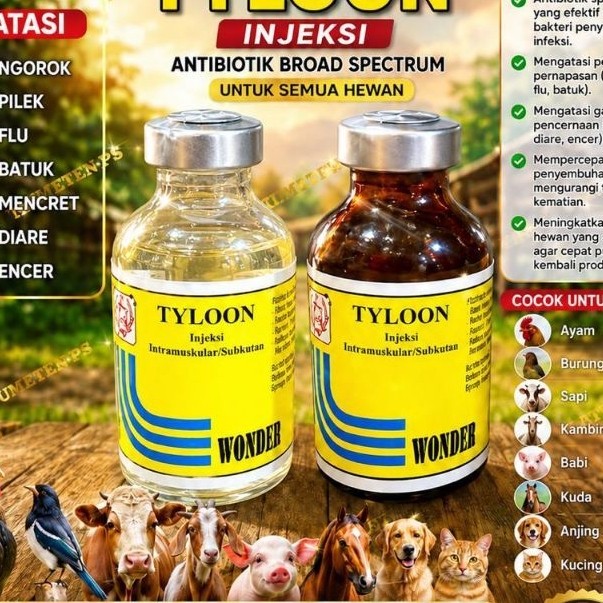 tylon 20 ml obat tyloon injeksi ayam burung merpati sakit snot mata bengkak by wonder
