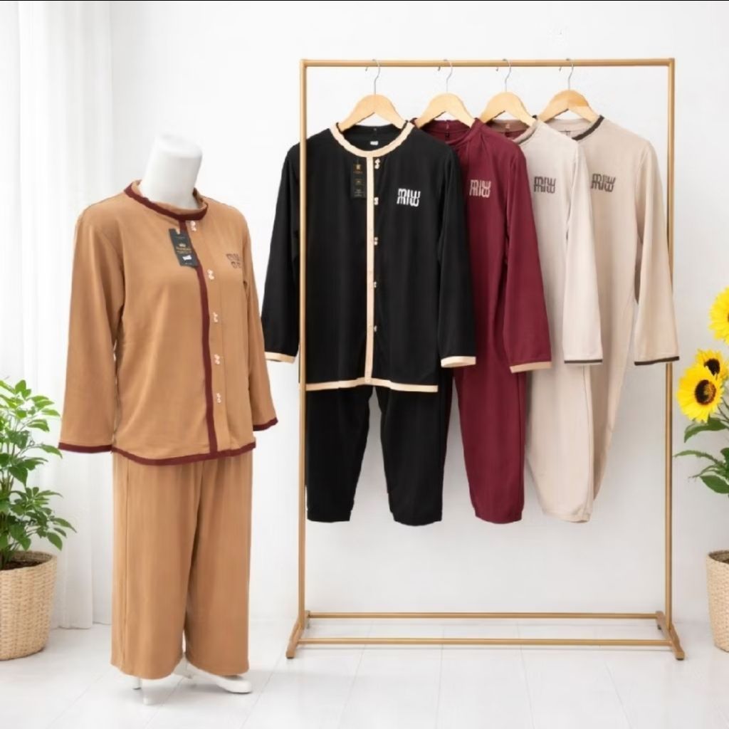 Malia Set / One Set Wanita Bahan Kaos Knit