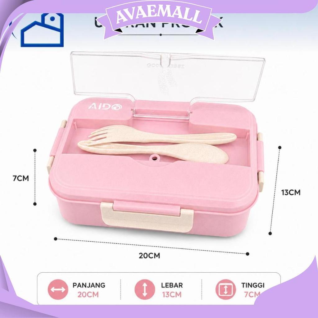 HOMESTATION - GROSIR Lunch Box Set Kotak Makan Bekal 1L Free Sendok Garpu Set 31003 NO BOX Ori