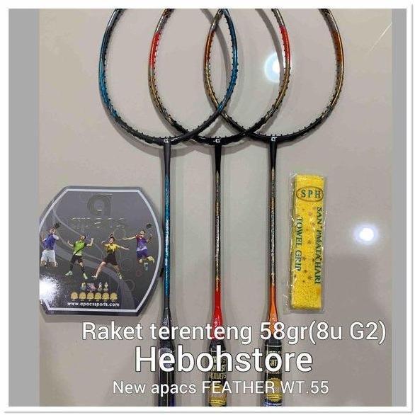 Raket Badminton APACS NEW FEATHER weight 55 Wt Ringan 58Gram