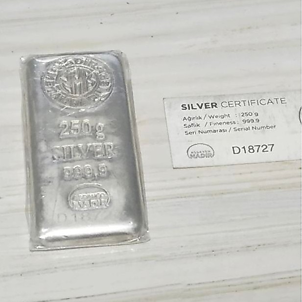 Nadir 250 Gram 250gr Perak Silver Batangan not Antam Royal Canadian Mint RCM Haraeus Lotus Archi UBS