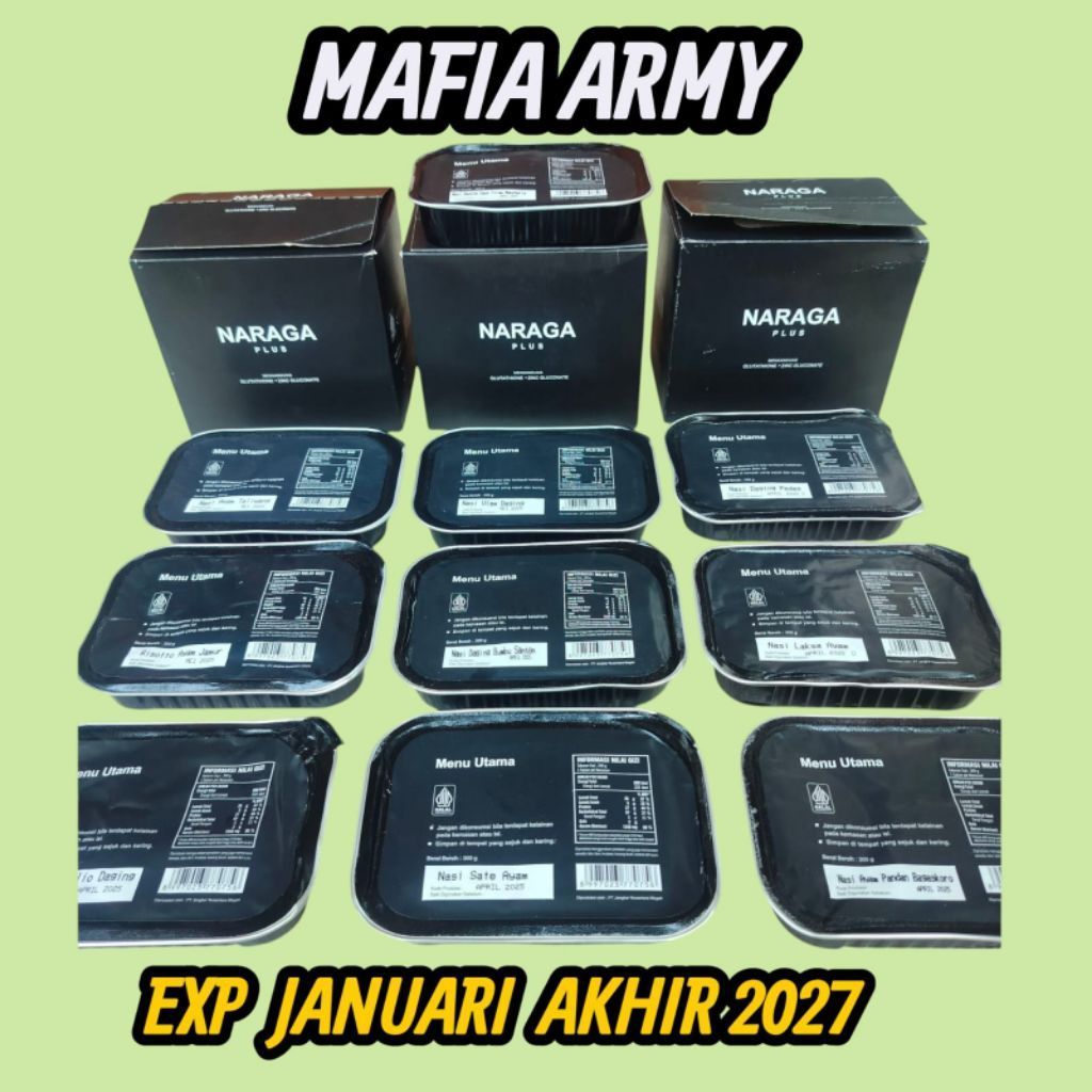 RANSUM MAKANAN NASI KALENG RANSUM TNI NARAGA INSTAN TENTARA SURVIVAL FOOD