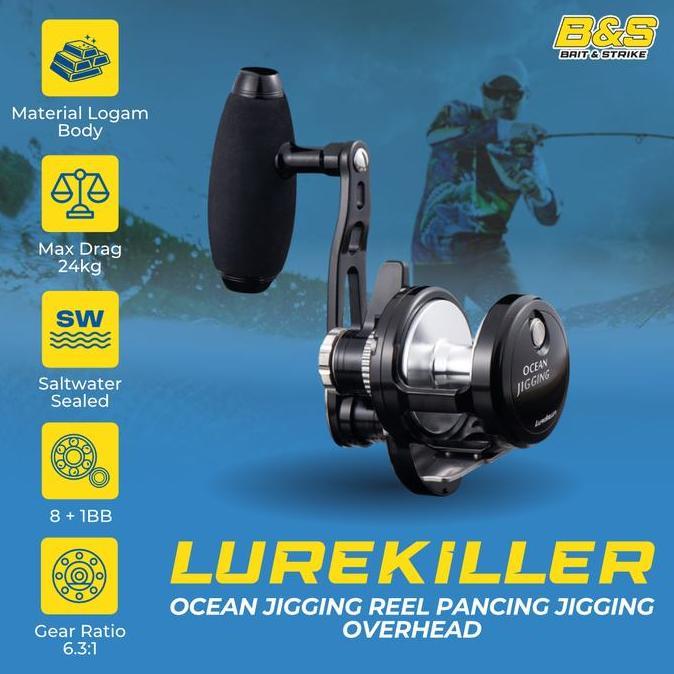 TERMURAH - Lurekiller OCEA JIGGING Reel Pancing OH 1500HG/1501HG 24Kg Reel Pancing Jigging Overhead 