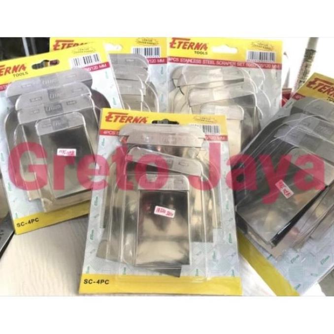 Kangsutarmani6 - Eterna Stainless Steel Scrapers 1 Set Stenlis Scraper Kapi Kape Skrap Plastik Pisau