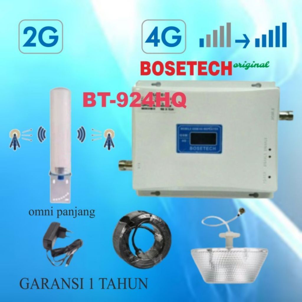 BOSETECH BT-924HQ 900/1800Mhz DUALBAND 2G 4G LTE PENGUAT SINYAL HP GSM REPEATER ANTENA OMNI TABUNG