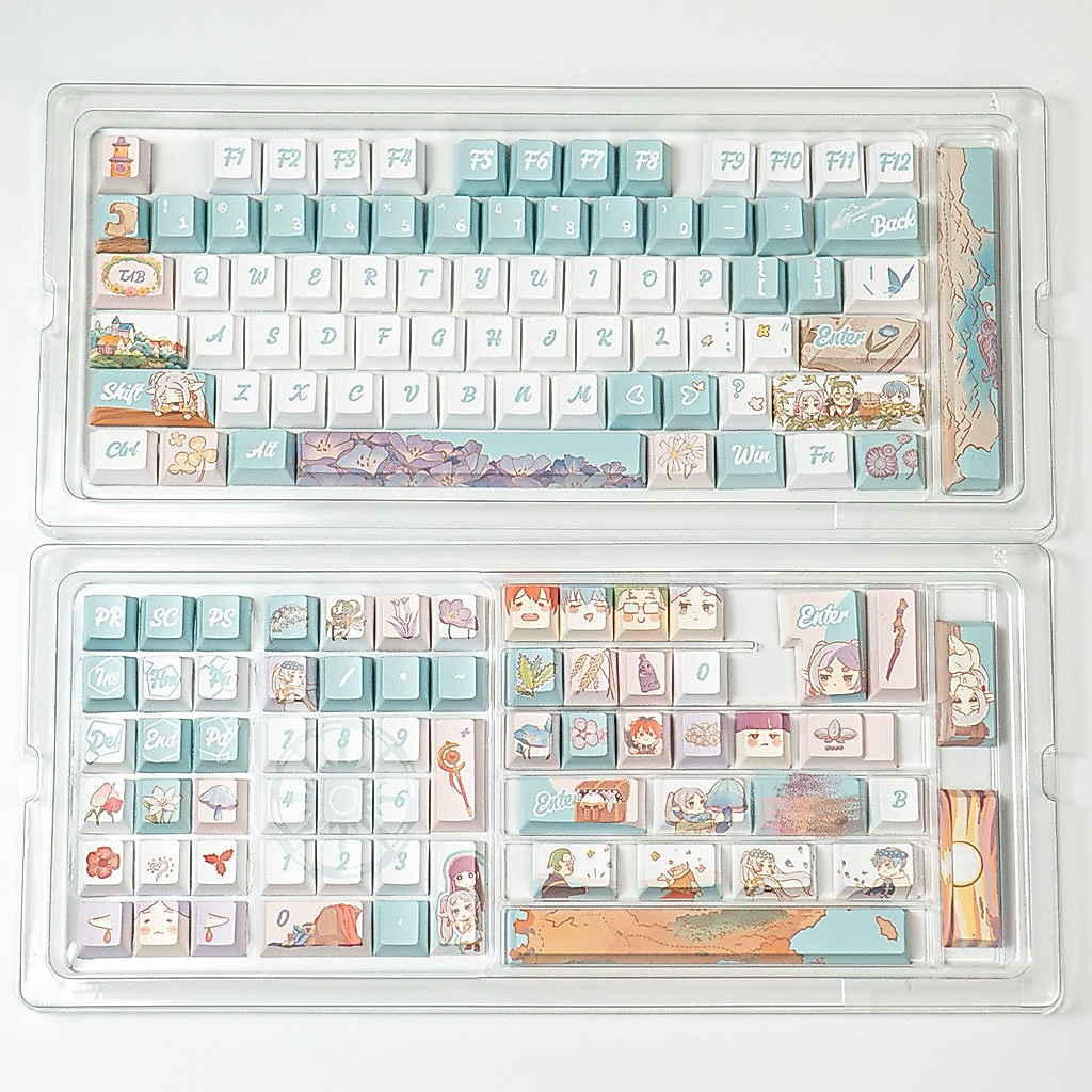 140 Keys Frieren Anime Keycaps Cute Gift Key Cap MOA PBT Dye Subbed Japan Gaming Key Caps Backlit