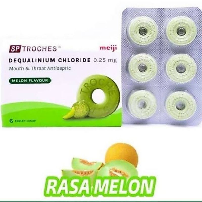 SP Troches Meiji Melon isi 12 Permen Sakit Tenggorokan