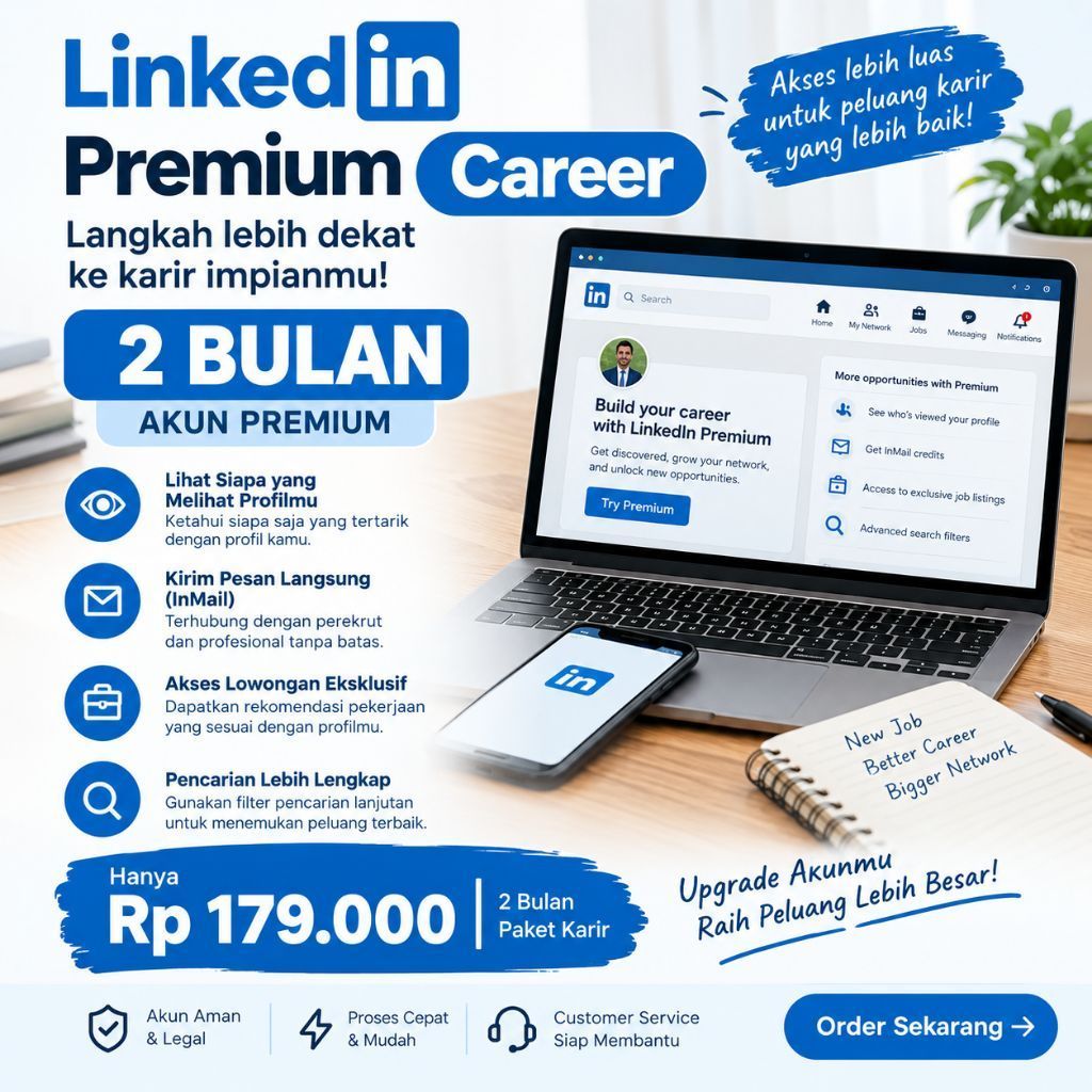 LinkedIn Premium Career 2 Bulan | Premium Career | Layanan Digital
