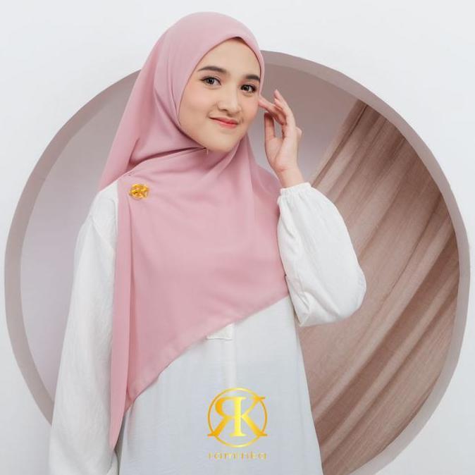 Raminka Hijab Fatimah Ukuran Sedang Krudung Segi Empat Instan Zipper 2 Layer Bahan Ceruty BabyDoll U