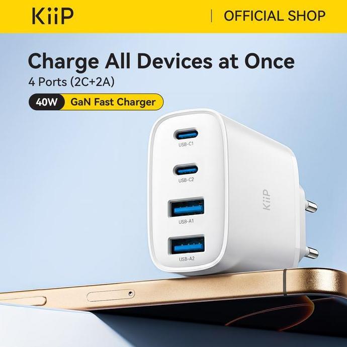 Qsxz- Kiip G40W Charger Adaptor Gan 40W 4-Port Pd Fast Charging