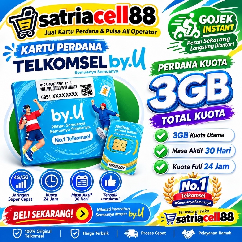 kartu perdana by u 3Gb dari Telkomsel jaringan 4G support 5G