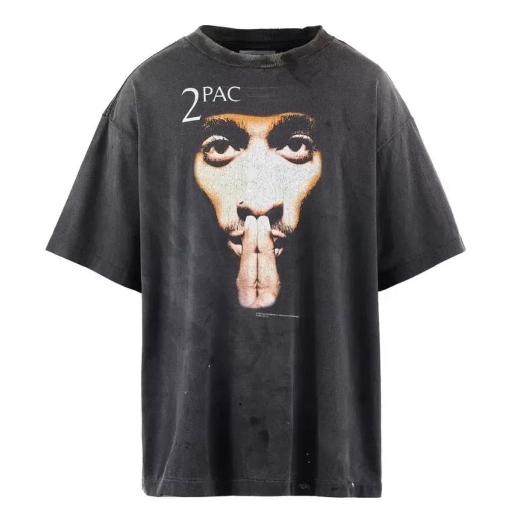 T-Shirt / Tees Bootleg SAINT MICHAEL 2Pac Tupac Black Faded Colour (NEW) | Bootleg Rapper | Bootleg 