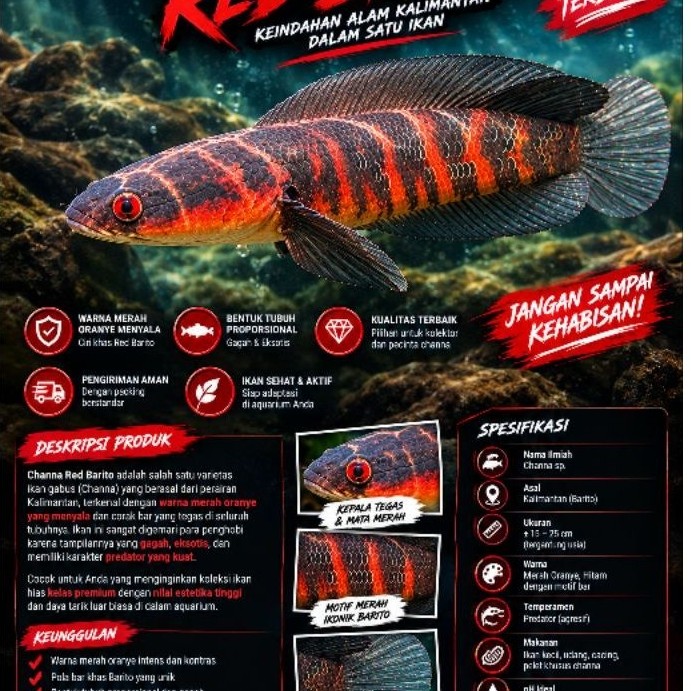 BERGARANSI CHANNA RED BARITO PREMIUM  10-15CM