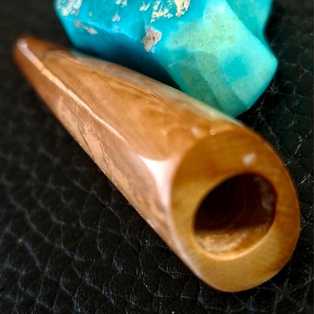BARU, MERAH UNIK ALAMI, 5,8 cm, MULUS, # Pipa Multi Krtk, SERAT JUNDER, MOTIF BIRU, LANGKA Dim 1,8 x