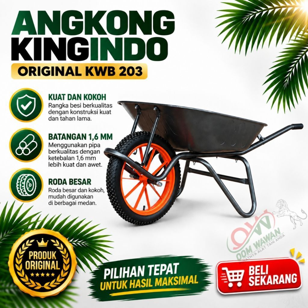 Angkong Kingindo KWB 203 Steel Rimm Original Gerobak Sorong Sorong Sawit Tebal