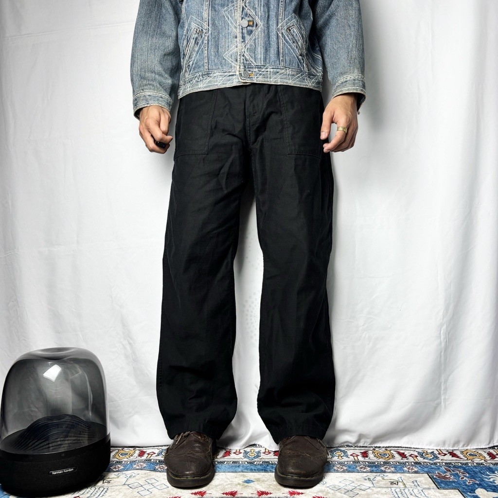 (Size 33-35) Japanese Musinsa Standard Fatigue Black Solid Military OG-107 Longpants
