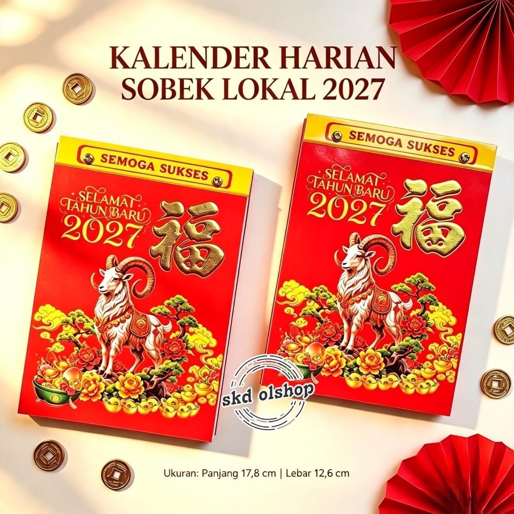 Kalender Harian sobek 2027 AO ukuran sedang / kalender harian tahun 2027 lokal AO