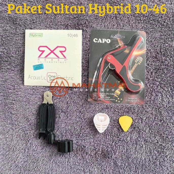 Senar gitar akustik elektrik ori banyak bonus paket senar gitar, senar rexer ori Capo