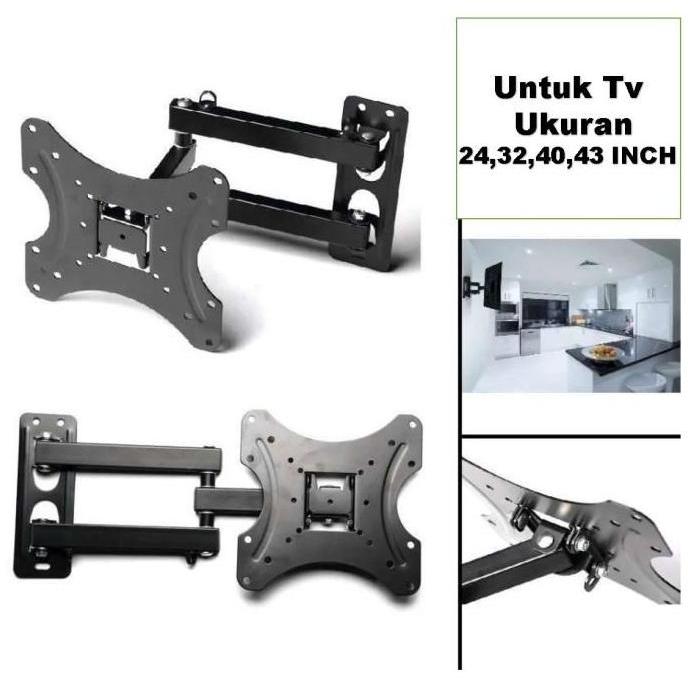 DE183 - Bracket TV LED LCD 32-43 inch braket breket Tarik Ulur Putar 14-43''