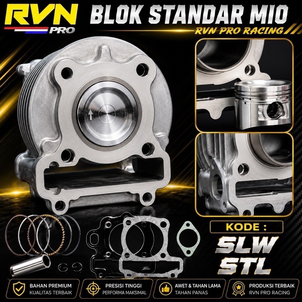 BLOCK SEHER BORING BLOK SEHER MIO SPORTY MIO SOUL MIO LAMA NOUVO ORIGINAL RVN PLUS PISTON KIT SEPAKE