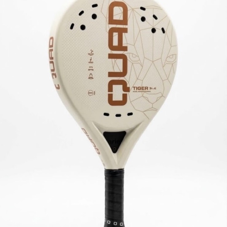 Raket Padel Quad Tiger Original - Off White Bronze Limited Edition| Teardrop Shape Power & Control B