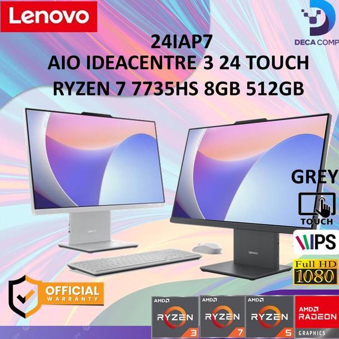 LENOVO AIO IdeaCentre 24 RYZEN 7 7735HS/RYZEN 5 7535HS/RYZEN 3 7335U 8GB 512GB W11+OHS 23.8FHD IPS T