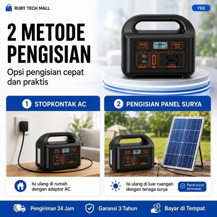 EXPOSE PEMBANGKIT LISTRIK TENAGA SURYA POWER STATION PORTABLE 220V 100W 150W SOLAR GENERATOR CAMPING