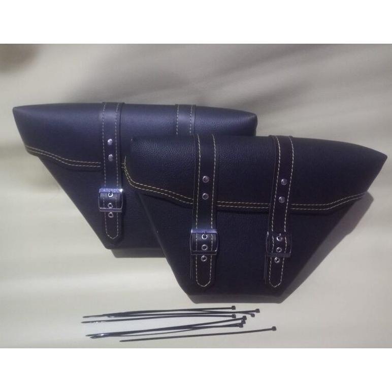Satu set Tas motor samping kanan dan kiri buat motor Custom Japstyle Cafe Racer/Clasic.Aksesoris Sid