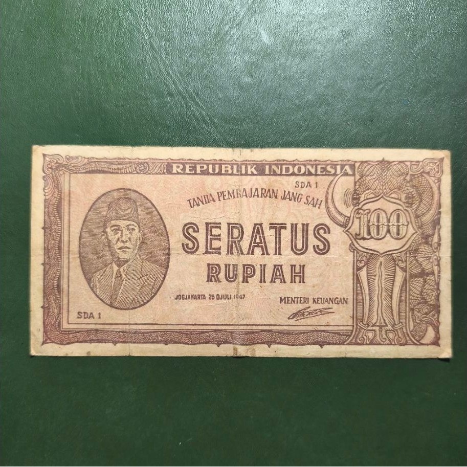 uang kuno 100 rupiah thn 1947 bekas beredar original