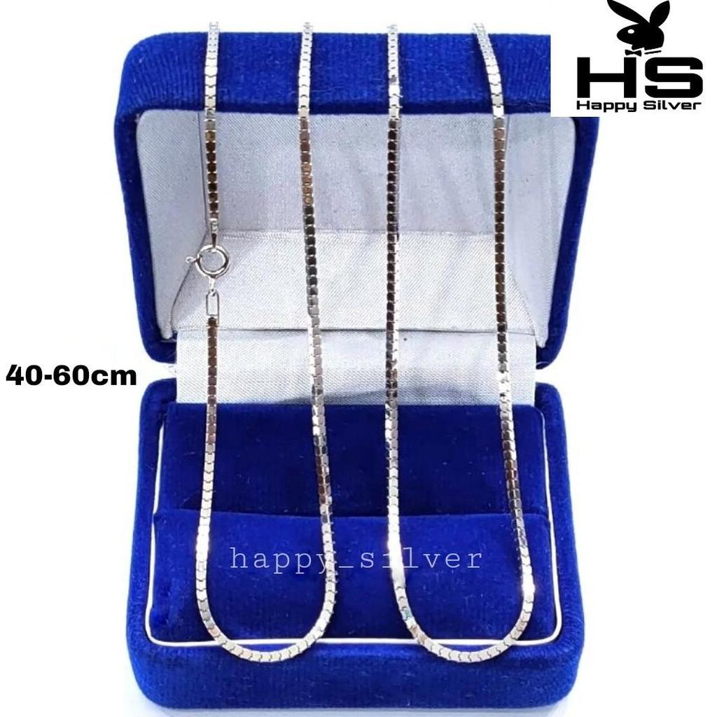 Kalung Perak Pria Wanita Silver Asli 925 Lapis Emas Putih Milano Kaca - Perhiasan Perak Pria Wanita
