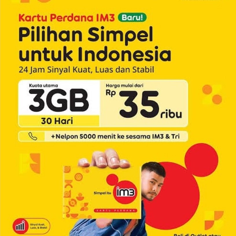Kartu Perdana Indosat 3 GB siap pakai
