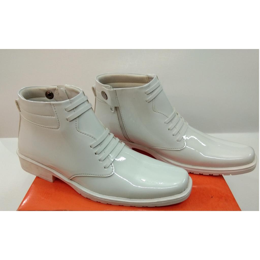 Sepatu pdh putih pria kilap/sepatu pdu pria putih kilap