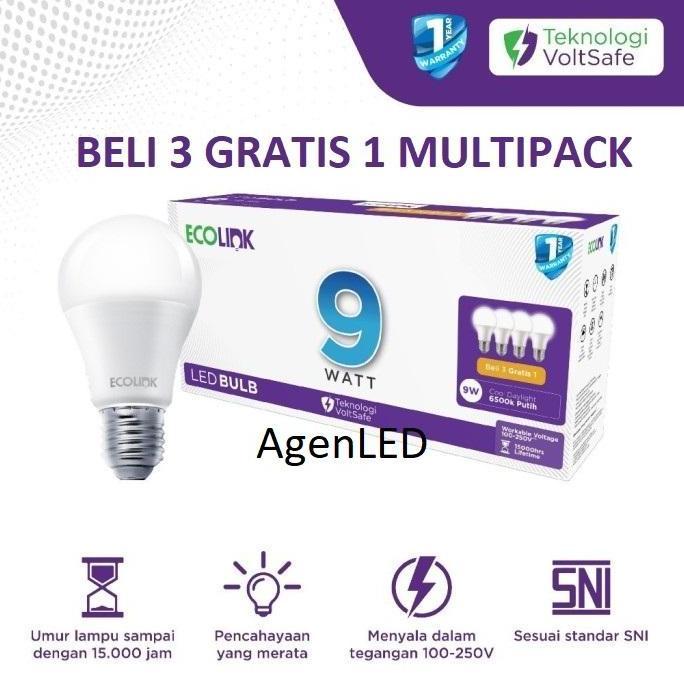 Ecolink Lampu Led 10W Bulb Bohlam 10 W Watt 10Watt Putih White Multipack