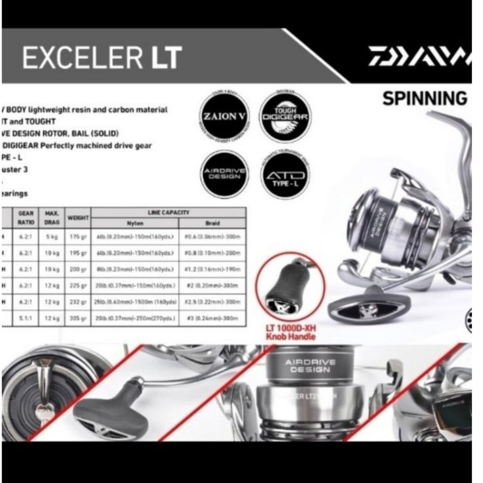 reel pancing daiwa exceler lt 1000 2500 3000 4000 5000 6000 keluaran 2023 warna silver mirip exist