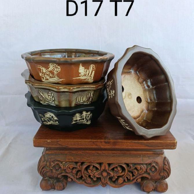 pot keramik bonsai bulat 17cm