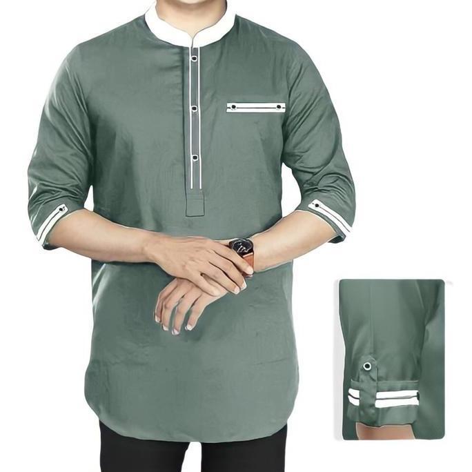 PIK - Koko Kurta Ilham S M L XL XXL 3XL Pakaian Muslim Koko Kurta Pria Katun Toyobo Dewasa Baju